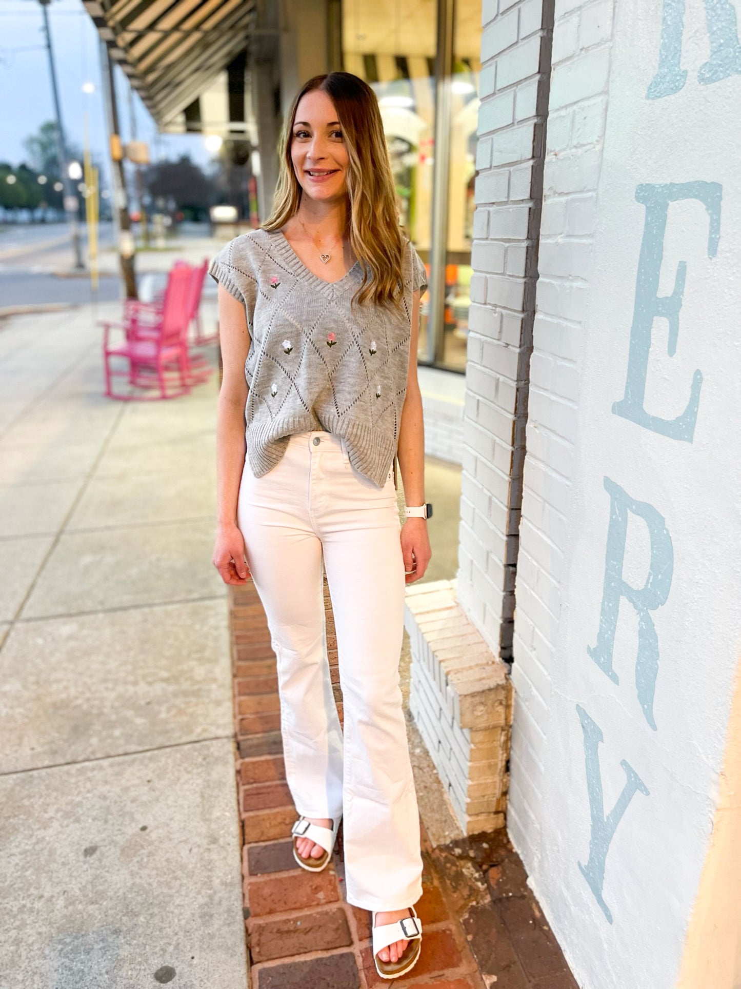 Grey Flower Child Sweater Vest