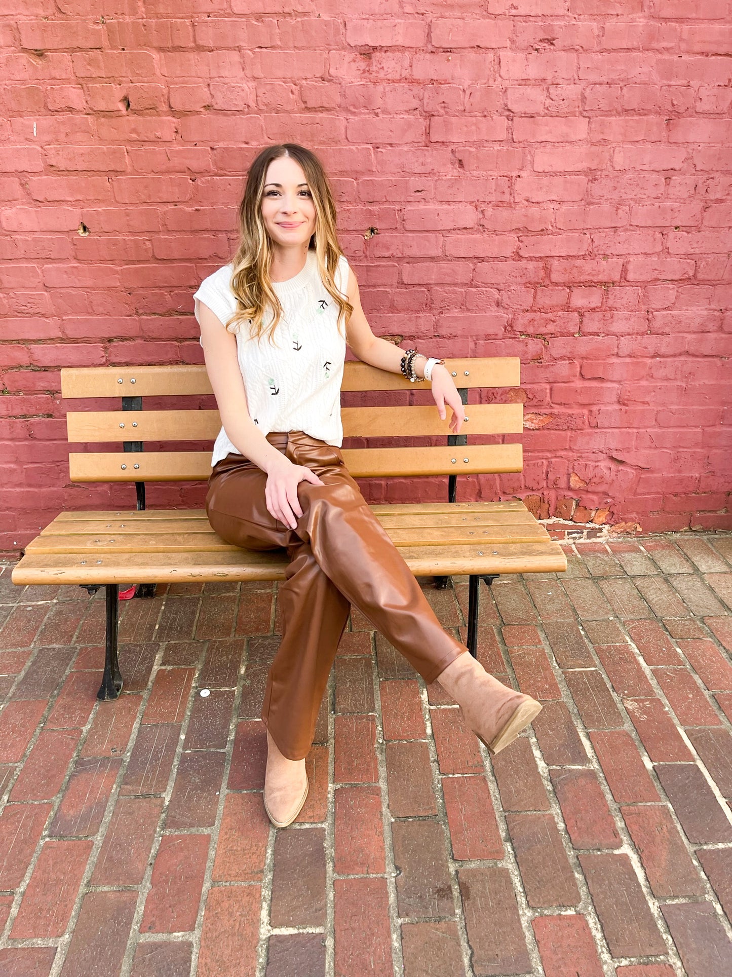 Cream Flower Child Cropped Sweater Vest