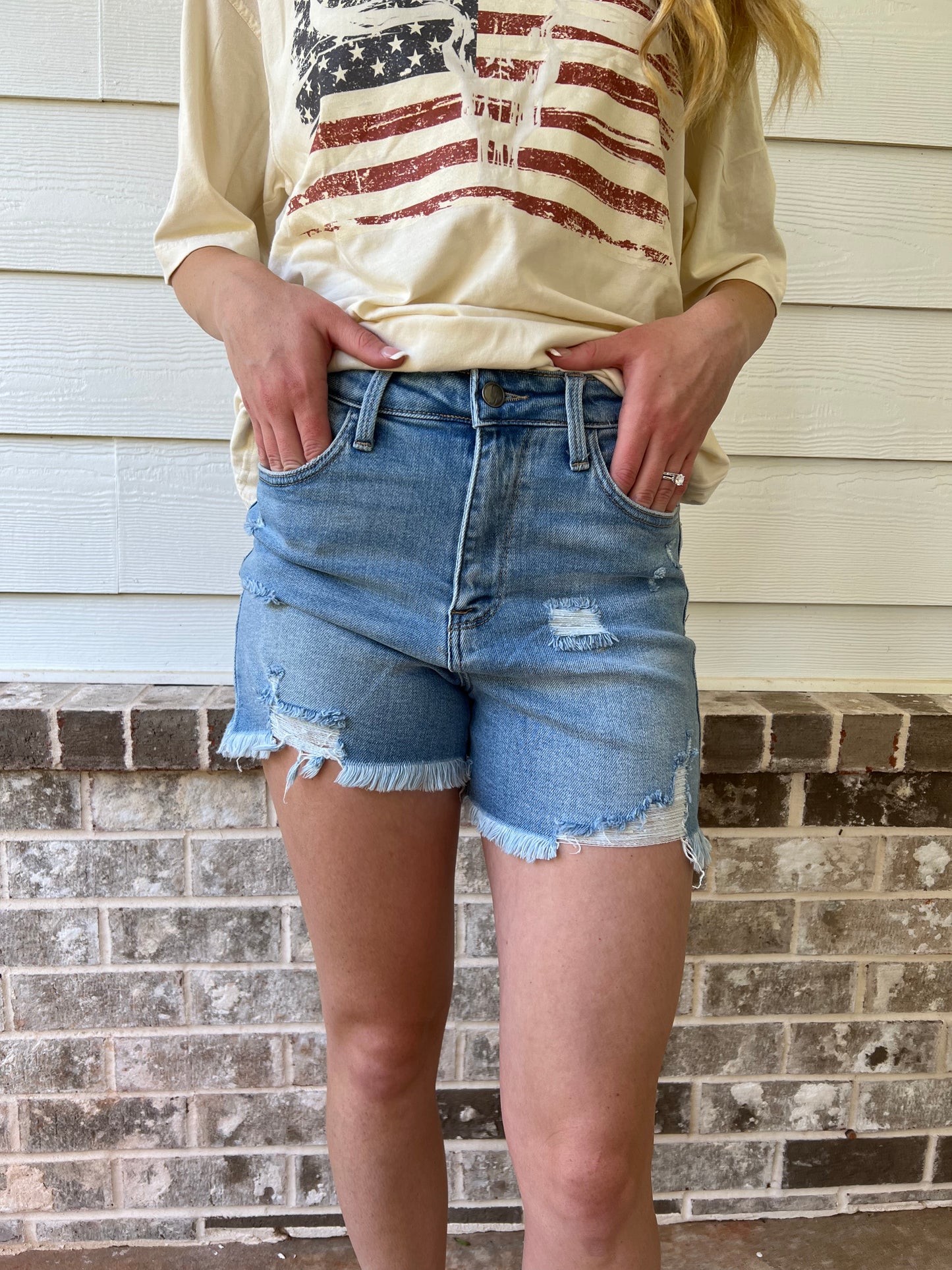 Summer Days Distressed Denim Shorts